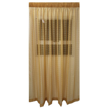 Matoc Readymade Curtain -Grid Voile -Yellow -Taped -140cm W x 218cm H