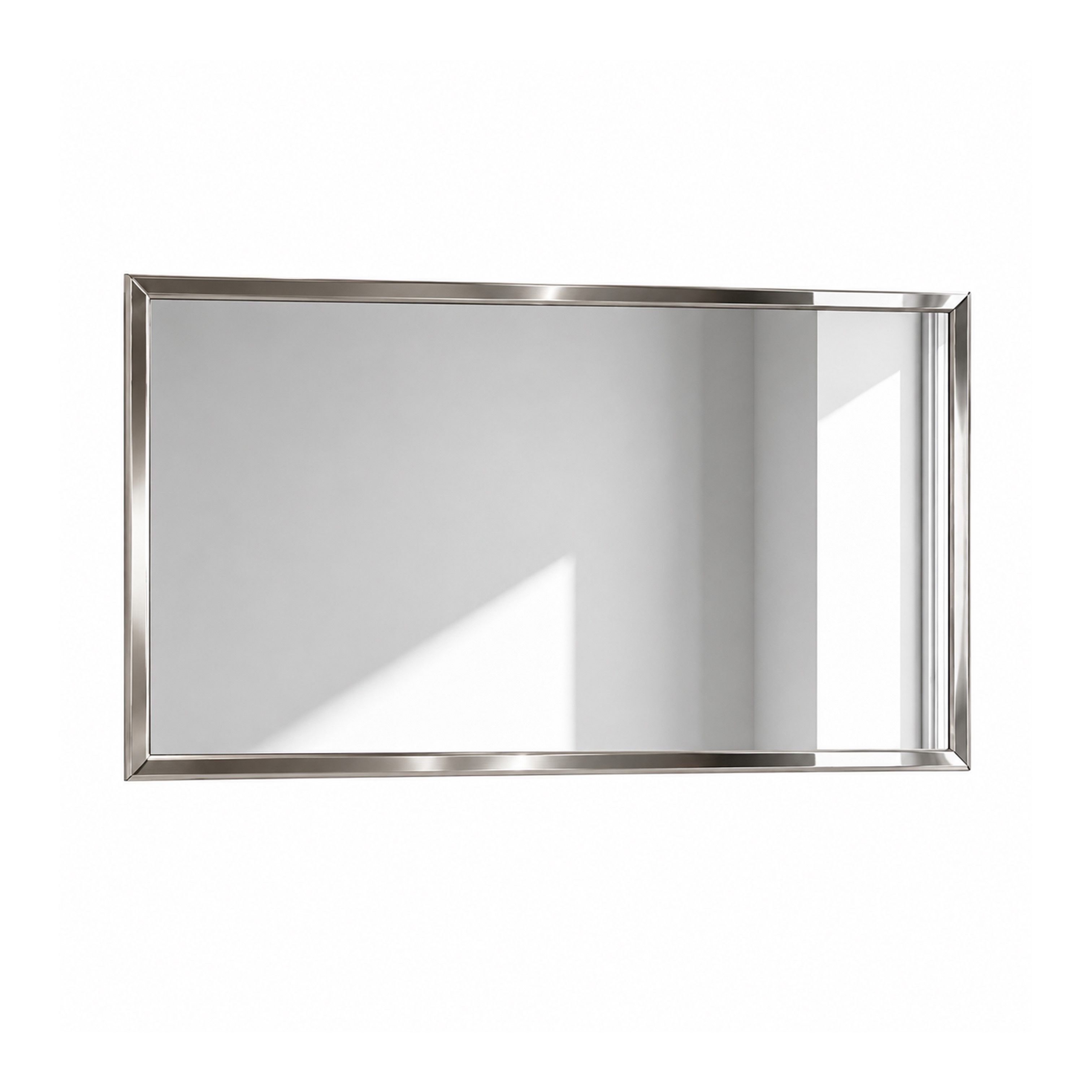 Madiega Furniture - Modern Rectangular Chrome Wall Mirror with Beveled Metallic Frame