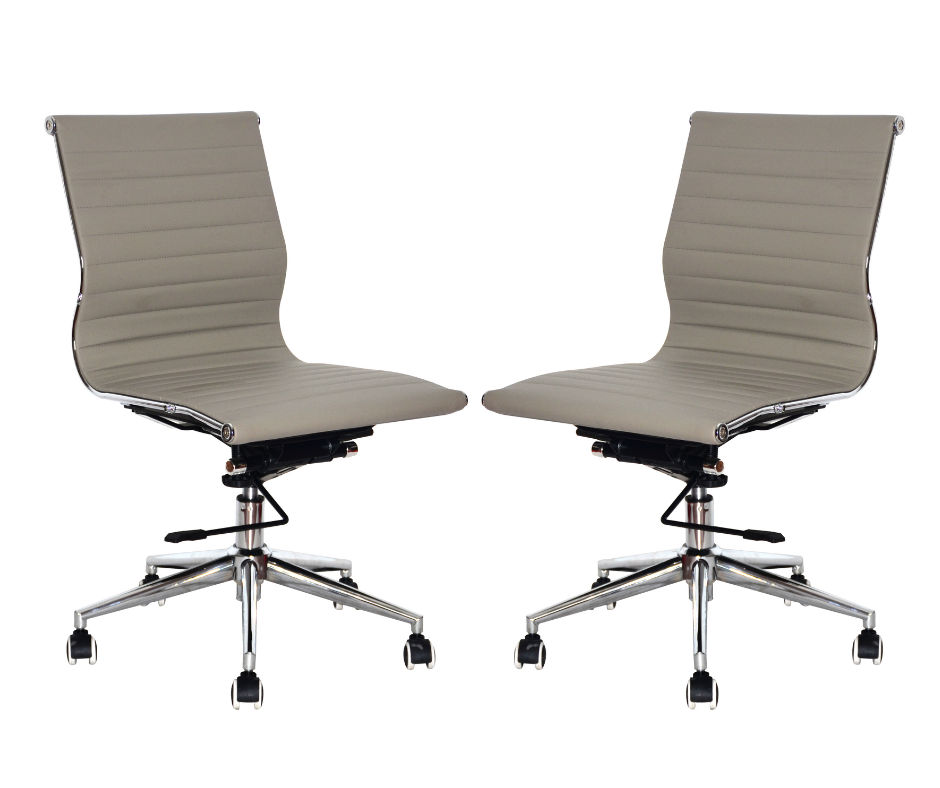 TOCC Ribbed Medium Back Office Chair - No Arms - Set of 2 - Grey