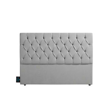 Alia Deep Buttoned Headboboard- Light Grey - Double
