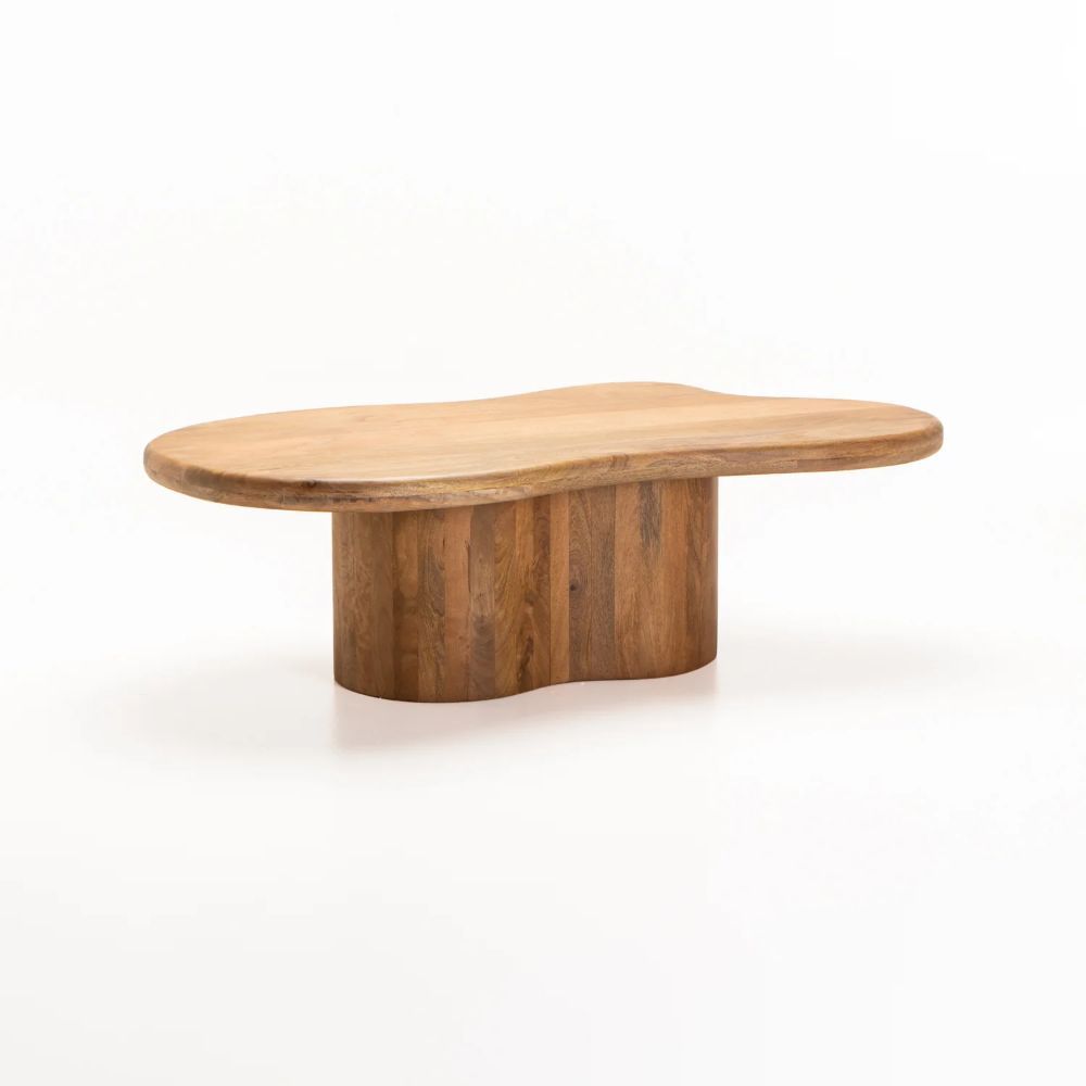 Rumi Solid Mango Wood Coffee Table – 130x70cm Organic Sculptural Design