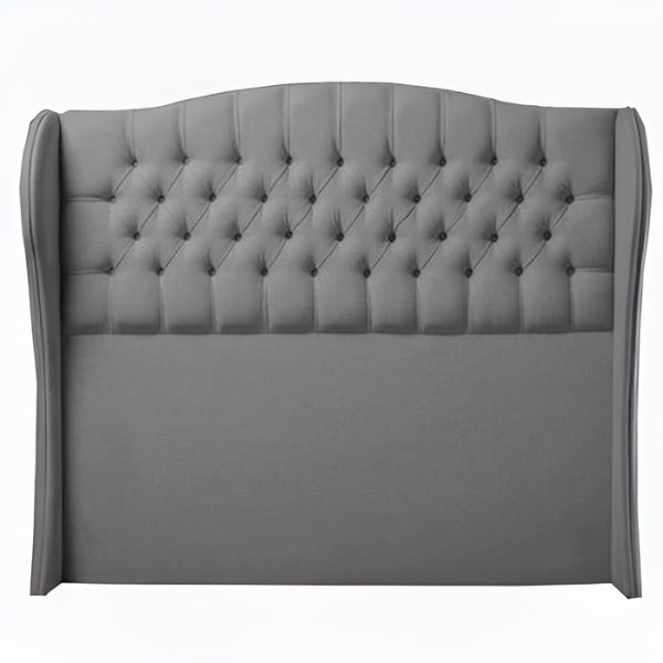Codie Velvet Buttoned Winged Headboard Double Grey