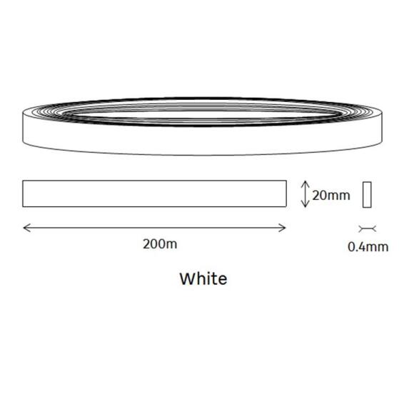 Edging PVC Roll White-0.4mm thick-w20mmxl200m