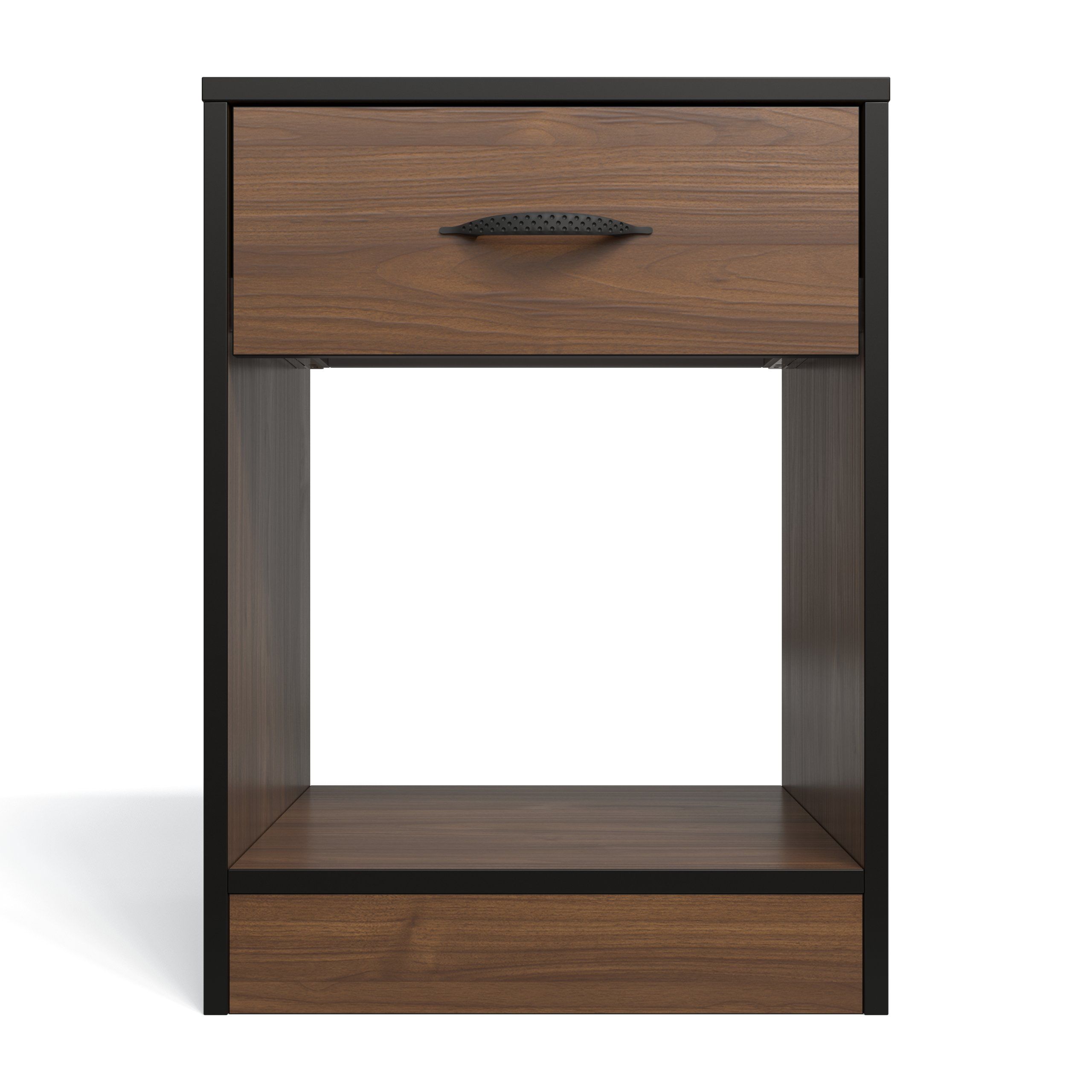 Price Cut - Foundation One Drawer Bedside Table - Brown Walnut