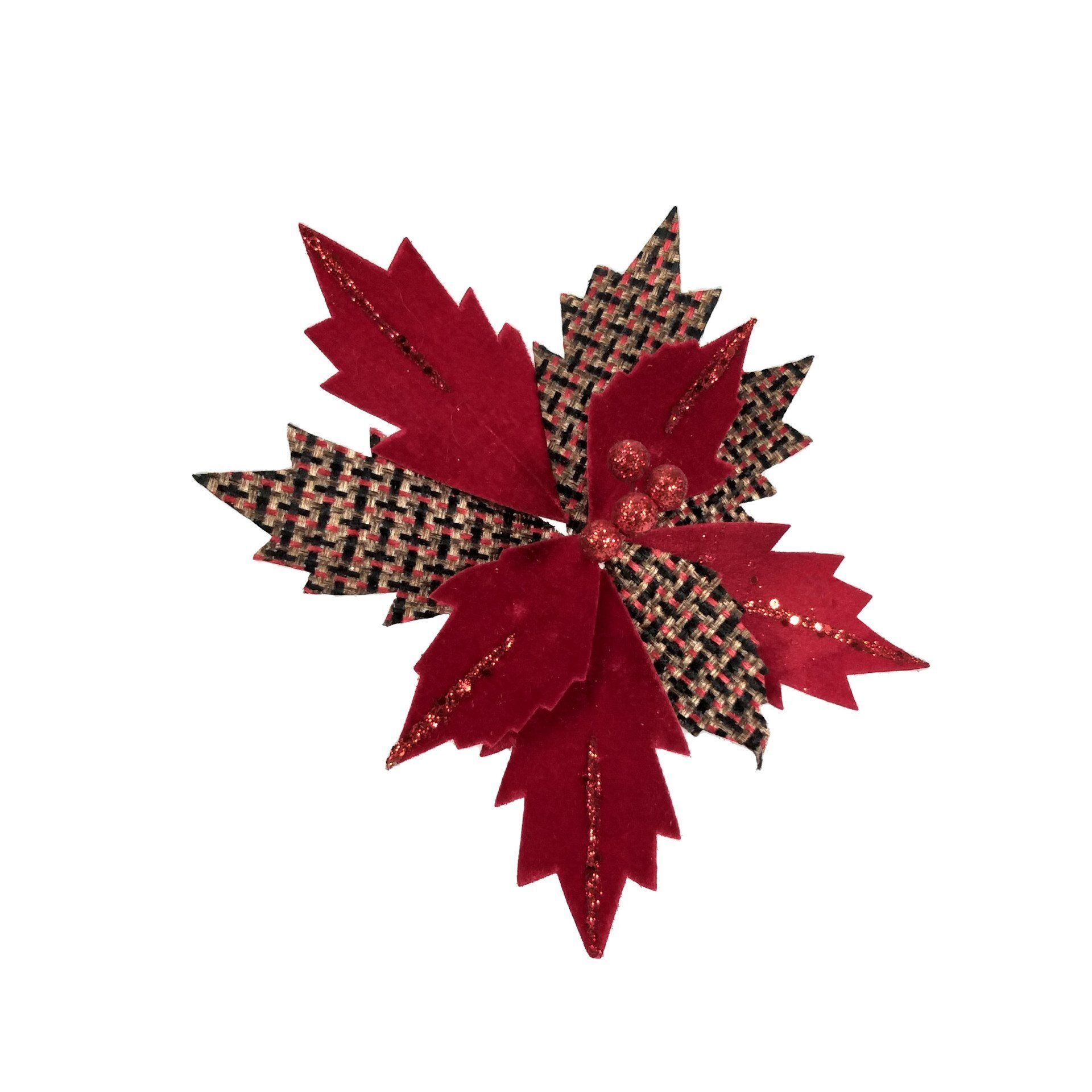 RED AND TARTAN POINSETTIA 28CM