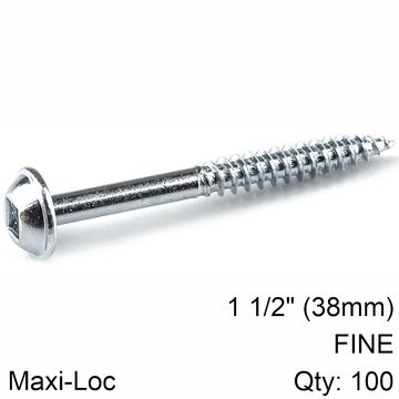 Kreg Zinc Pocket Hole Screws 38mm 1.50" #7 Fine Thread Mx Loc 100ct