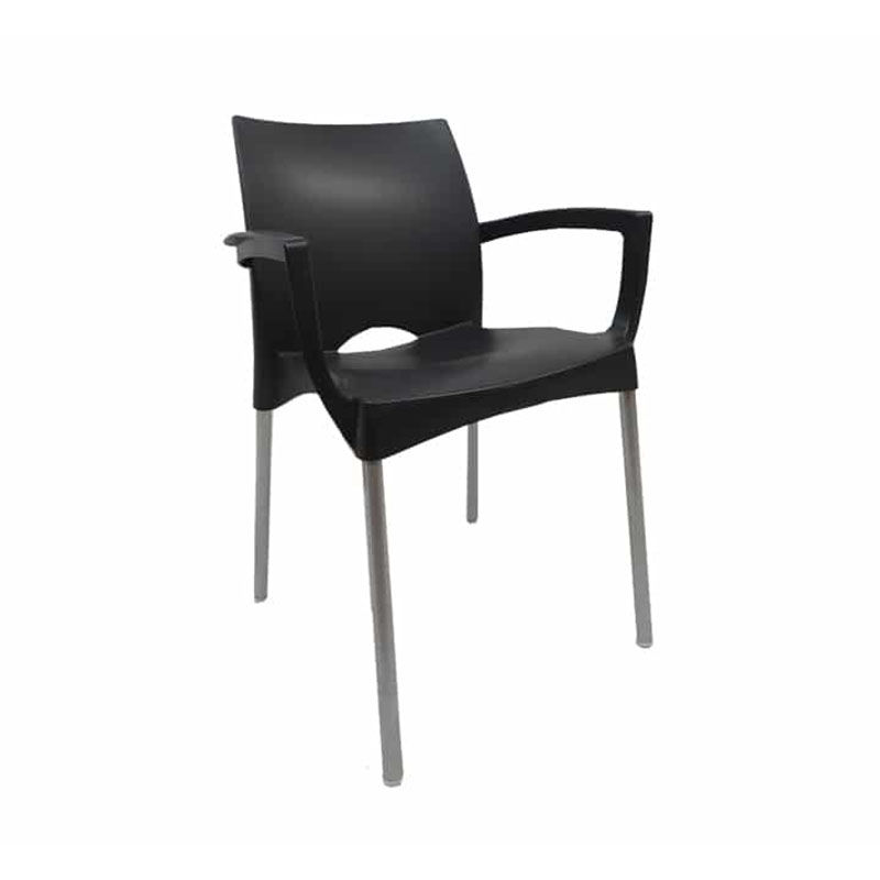Vividitto - Alexis Cafe Chair With Arms -Black