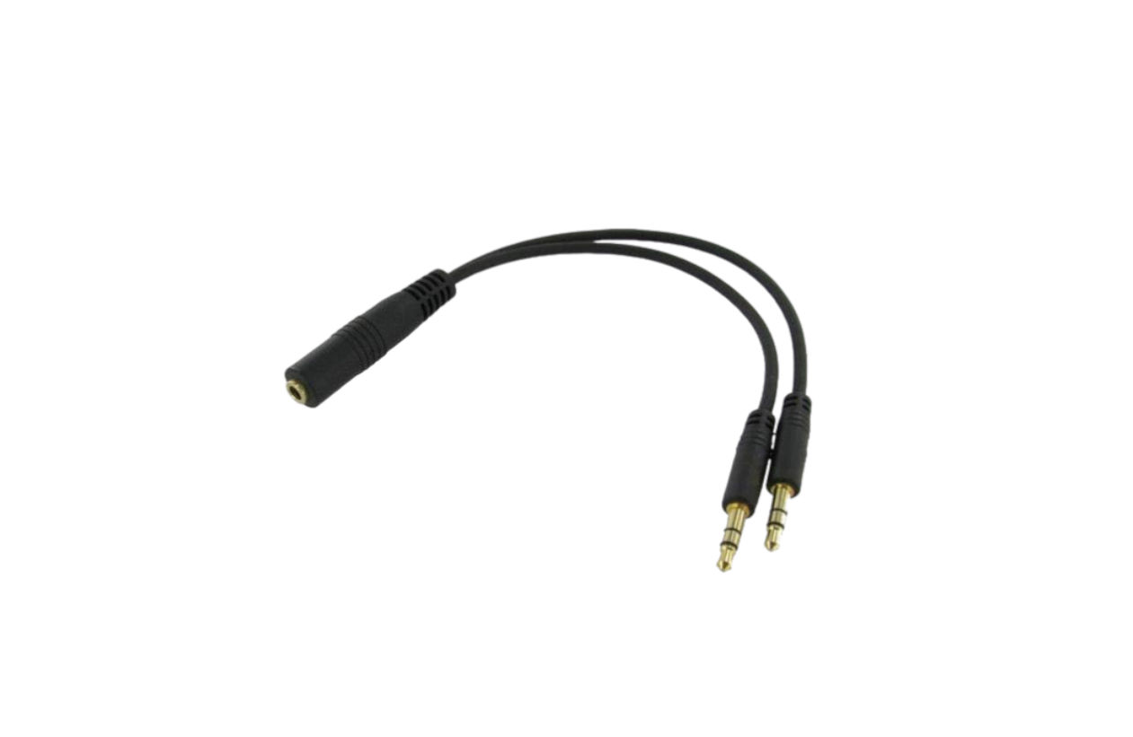 Dual Stereo 3.5MM AUX Splitter Cable - Black