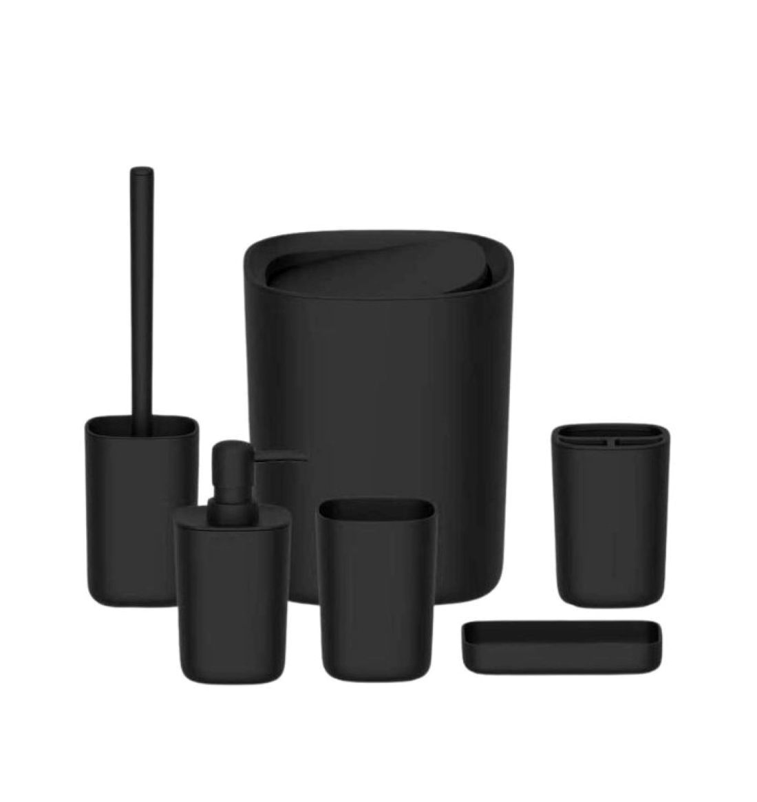 Matte Black Bathroom Accessory Set – 6-Piece