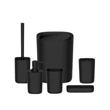 Matte Black Bathroom Accessory Set – 6-Piece