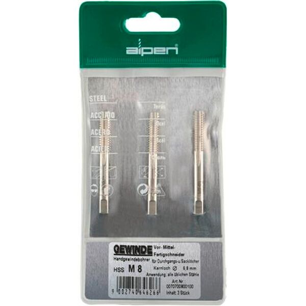 Hand Tap Set In Pouch M10 Hss 1.5Mm Pitch