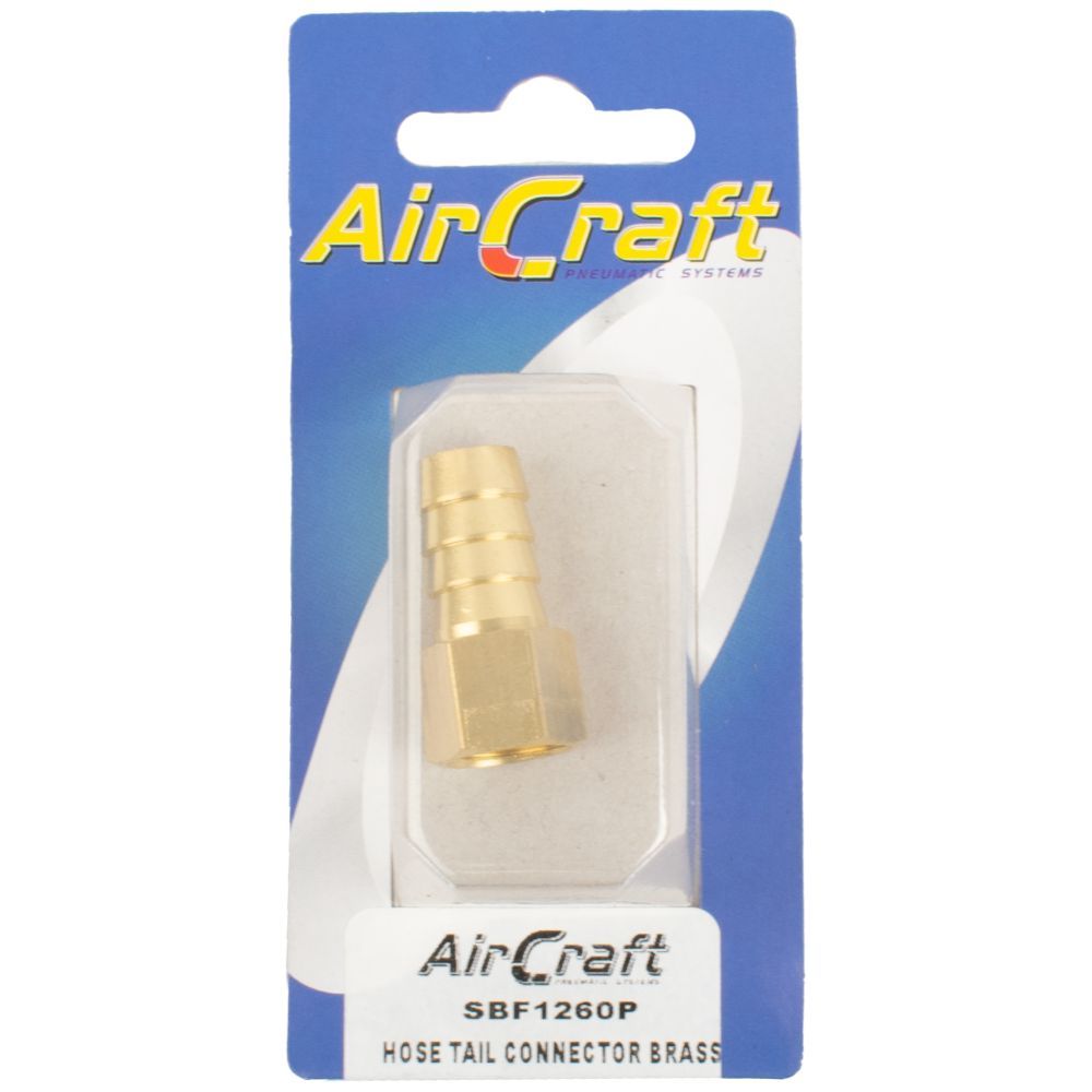 AirCraft - Hose Tail Connector Brass 1/4F x 12mm 1 Piece Pack - 2 Pack