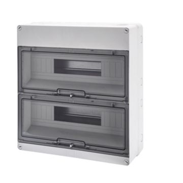 Grey Surface DB 2x18M Clear Door IP55