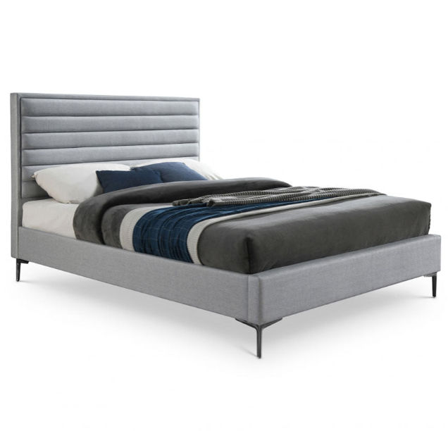 Davina Sleigh Bed King  -Linen Grey