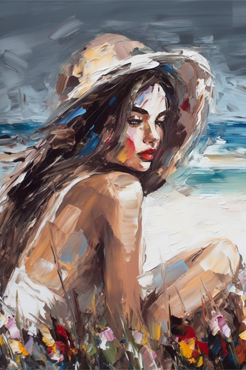 Canvas Wall Art - Beautiful Woman. Abstract  - A1716 - [120 x 80 cm]