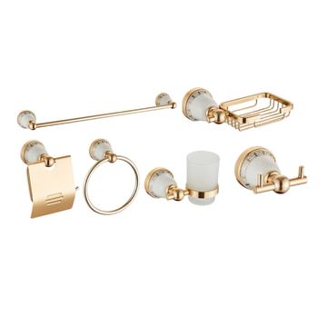 BATHROOM ACCESSORIES 6PC SET - ROSE GOLD