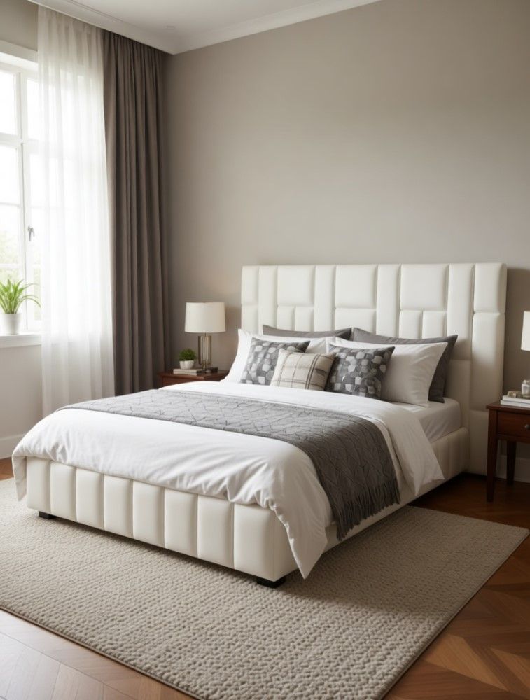 Modern Upholstered Base and Headboard Set - Queen