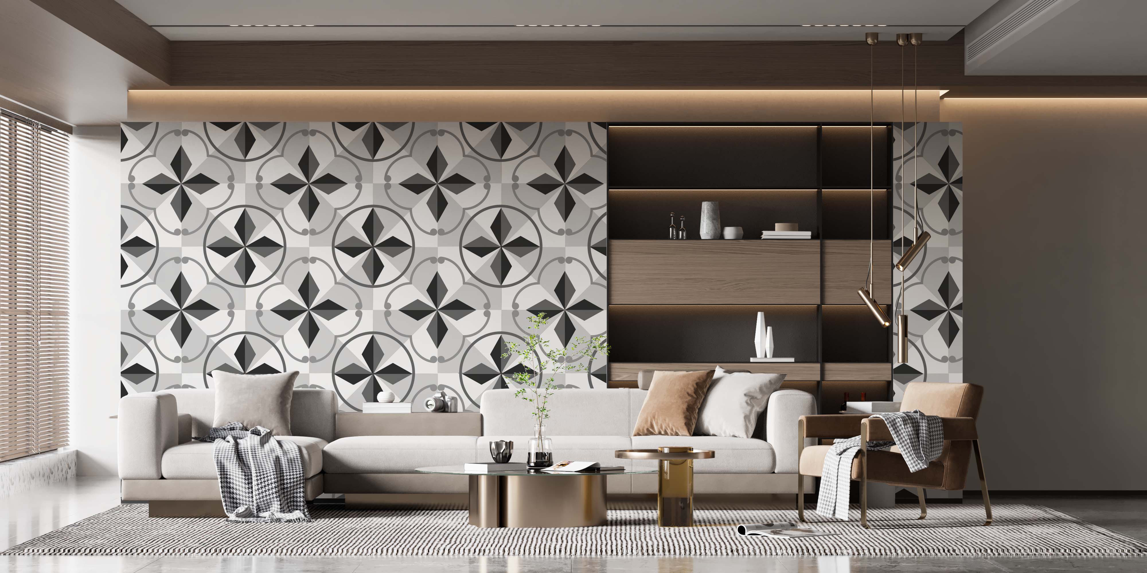 Sotho African Print Wallpaper Grey