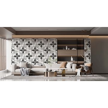 Sotho African Print Wallpaper Grey