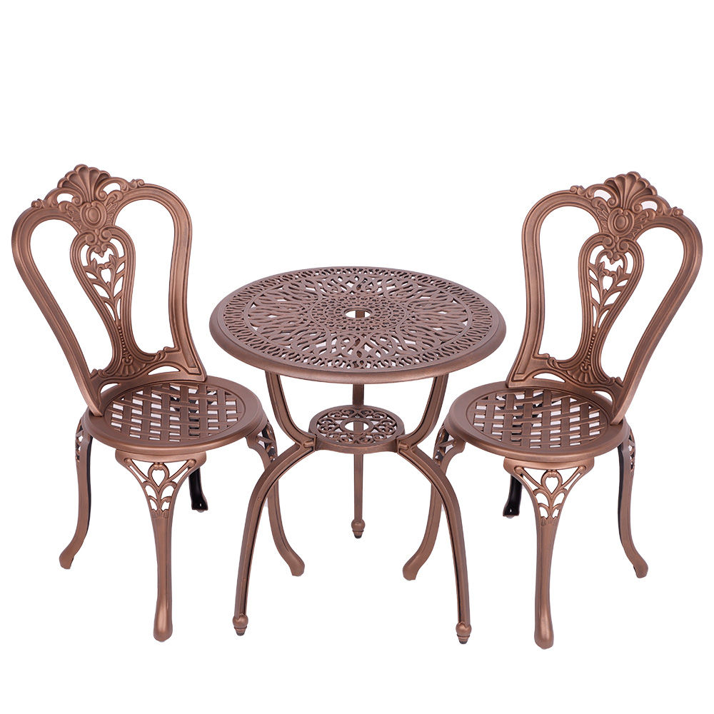 2 Seater - Victoria Aluminium Patio Set / Garden Furniture / Outdoor Dining Set   (2 Victoria Chairs with 60cm Round Elizabeth Table) - COPPER