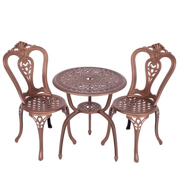 2 Seater - Victoria Aluminium Patio Set / Garden Furniture / Outdoor Dining Set   (2 Victoria Chairs with 60cm Round Elizabeth Table) - COPPER