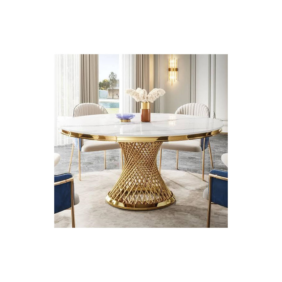 Laura Marble Dining Table - Gold