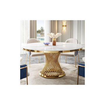 Laura Marble Dining Table - Gold