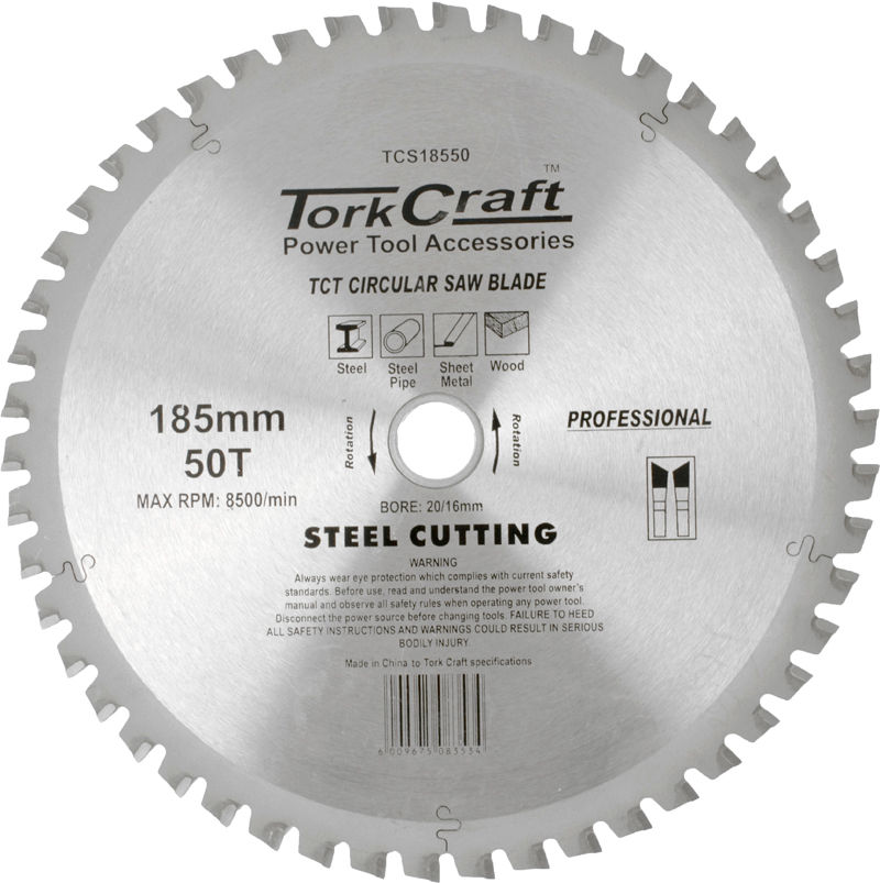 Tork Craft - Tct Blade Steel Cutting 185 x 50T 20/16