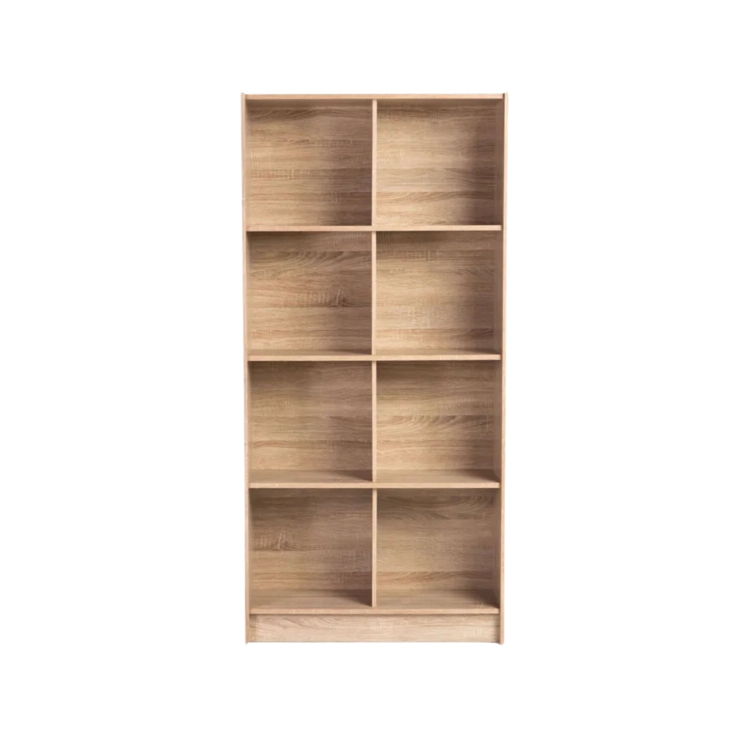 4-Shelf Bookcase with 8 Compartments for Storage - Light Oak