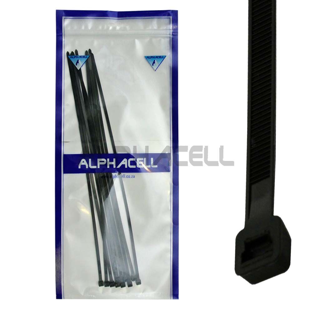 CABLE TIE - 370mmx4.8mm BLACK - 10 pack