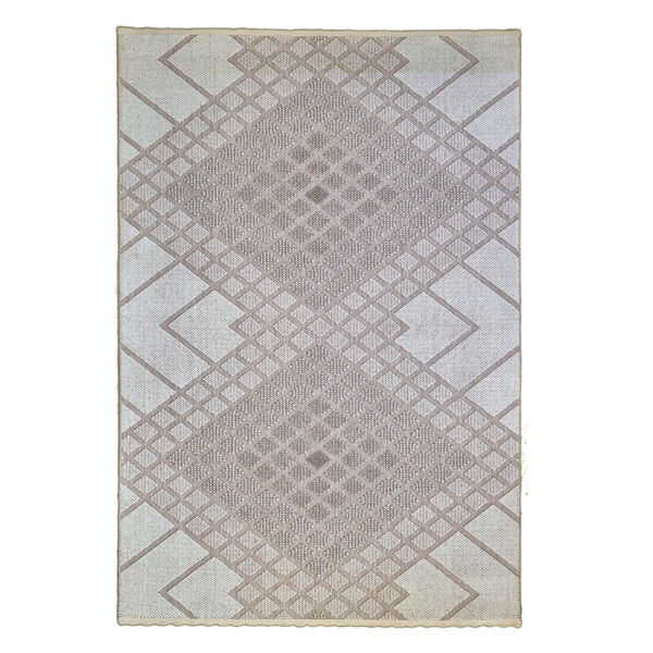 Bondi Elegant Geometric Diamond Pattern Area Rug – Soft Beige and Ivory Modern Design for Living Room and Bedroom, Non-Slip, Durable, Easy to Clean 80x150cm