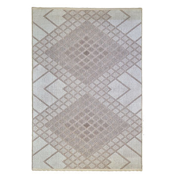 Bondi Elegant Geometric Diamond Pattern Area Rug – Soft Beige and Ivory Modern Design for Living Room and Bedroom, Non-Slip, Durable, Easy to Clean 80x150cm