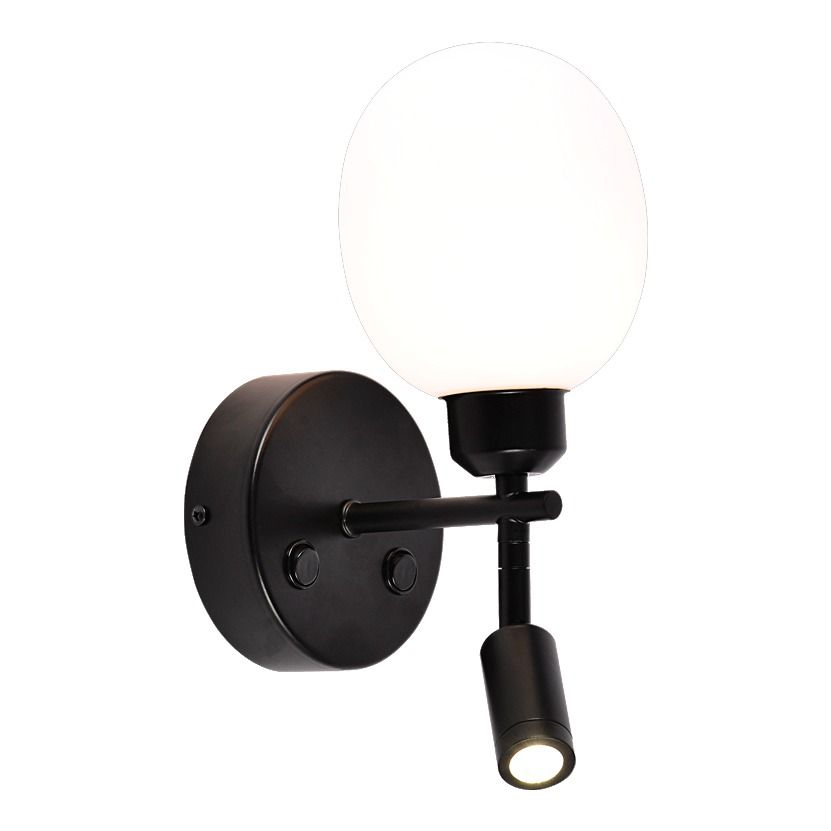 Metal Wall Bracket with Opal Plastic Cover and 2 Switches