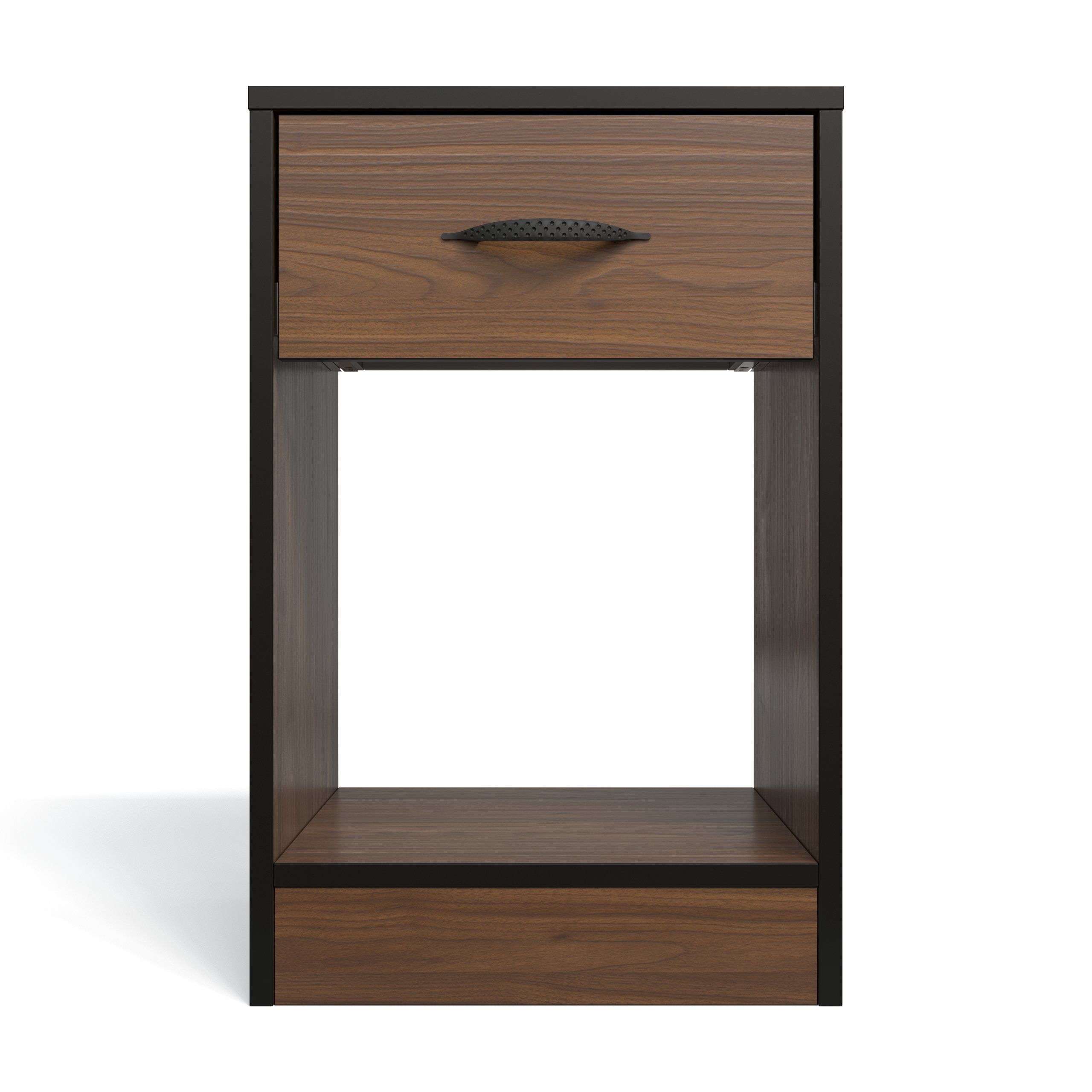 Price Cut - Essential One Drawer Bedside Table - Brown Walnut