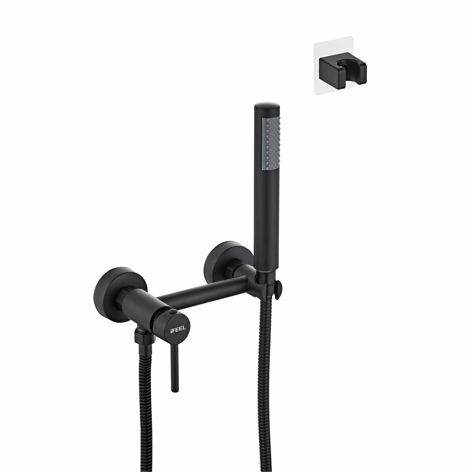 2027B IFEEL Black Wall Type Shower Mixer Tap With Hand Shower