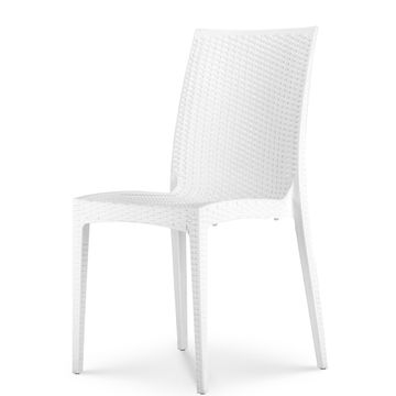 Woven Plastic Patio Chair - White