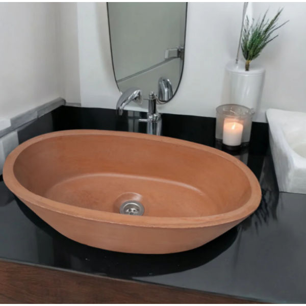 Calypso Terracotta Bespoke Concrete Basin 56x29.5x15cm