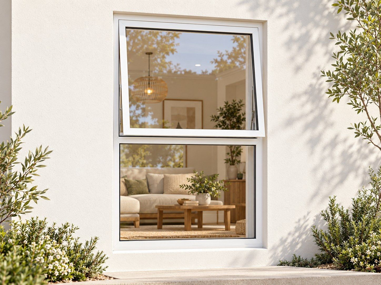 Kenzo Premium Top-Hung Aluminium Window - White, 900 1200 mm, Upper Opener with Fixed Lower Pane, Clear Glass