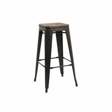Vividitto - Tolix Bar Chair With Wooden Seat - Matte Brown