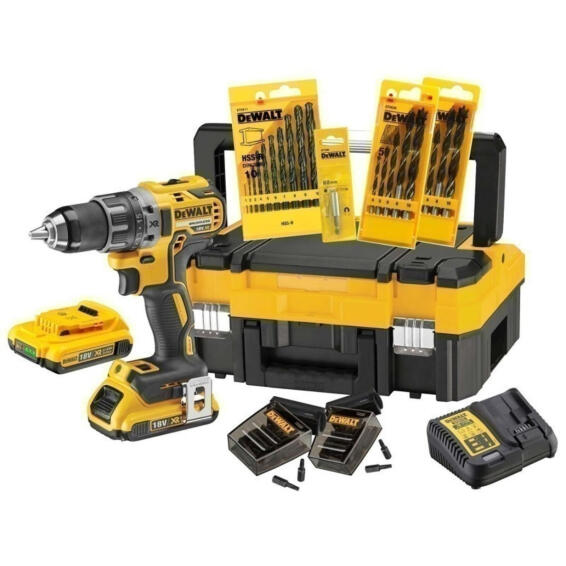 Drill/dri dewalt 18v xr+tstack+100pc bl