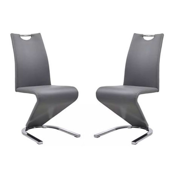 Set of 2 Z-Shape Luxury and Modern Dining Chairs - Grey