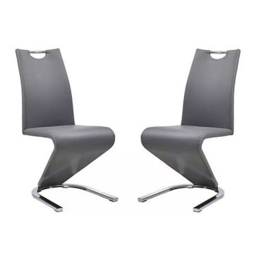 Set of 2 Z-Shape Luxury and Modern Dining Chairs - Grey