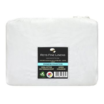 Rey's Fine Linen - Premium Collection - Oxford Olive Green Satin Stitch Duvet Cover Set - 01 Pc Pack - Double