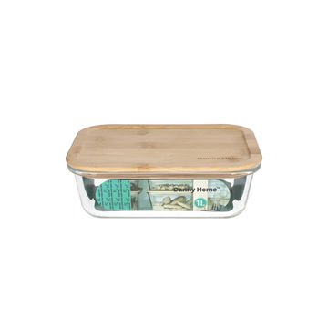 Borosilicate Food Storage Container With Bamboo Lid 20cm