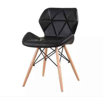 Bright Diamond Padded chairs with wooden legs - Black