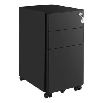 BLACK STEEL MOBILE FILE CABINET