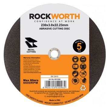 Rockworth Steel Cutting Disc - 230mm x 3.0mm - 5 Per Pack
