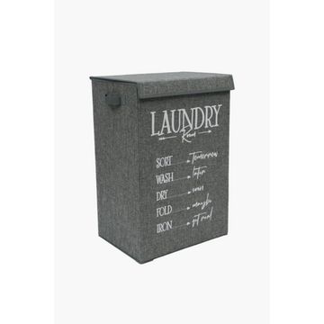 KNOCK DOWN WOVEN SCRIPT LAUNDRY BASKET Foldable Laundry Hamper with Lid & Handles