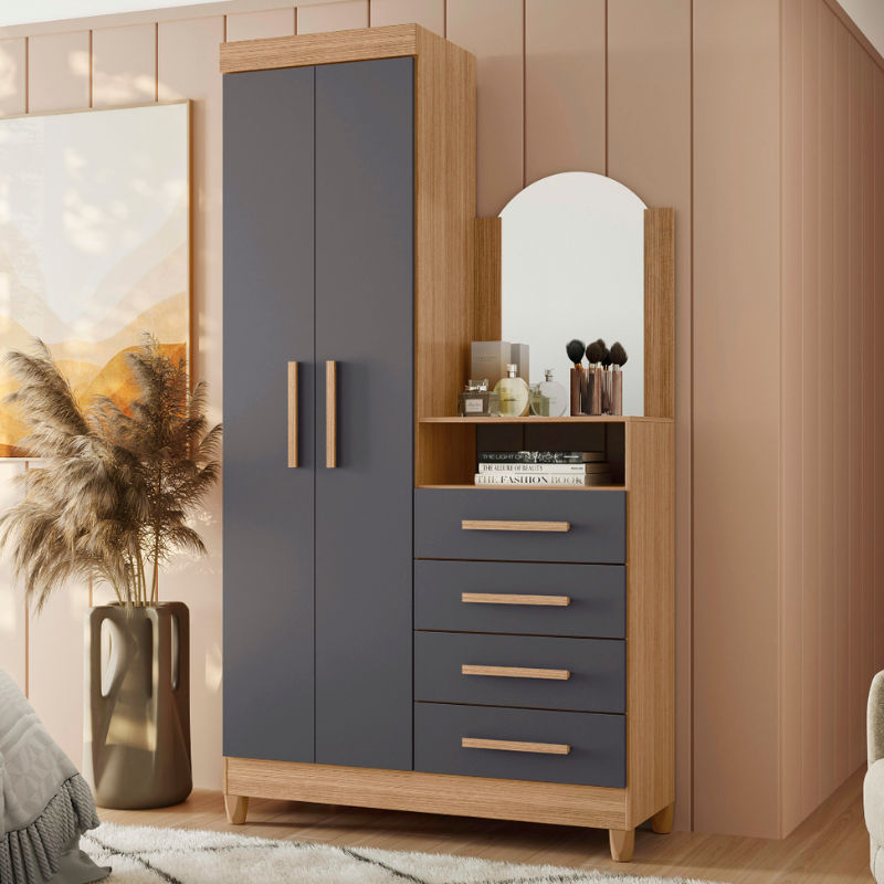 Capri Wardrobe Dresser Titanium/nature