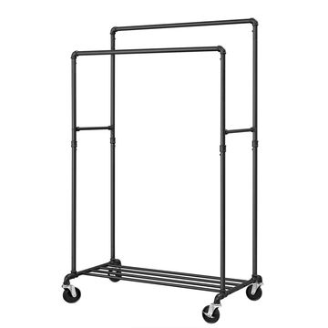 Heavy-Duty Rolling Clothes Rack with 90kg Load & Double Rail